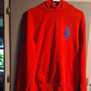 Polo by Ralph Lauren Vibrant Red Hoodie with Blue Logo